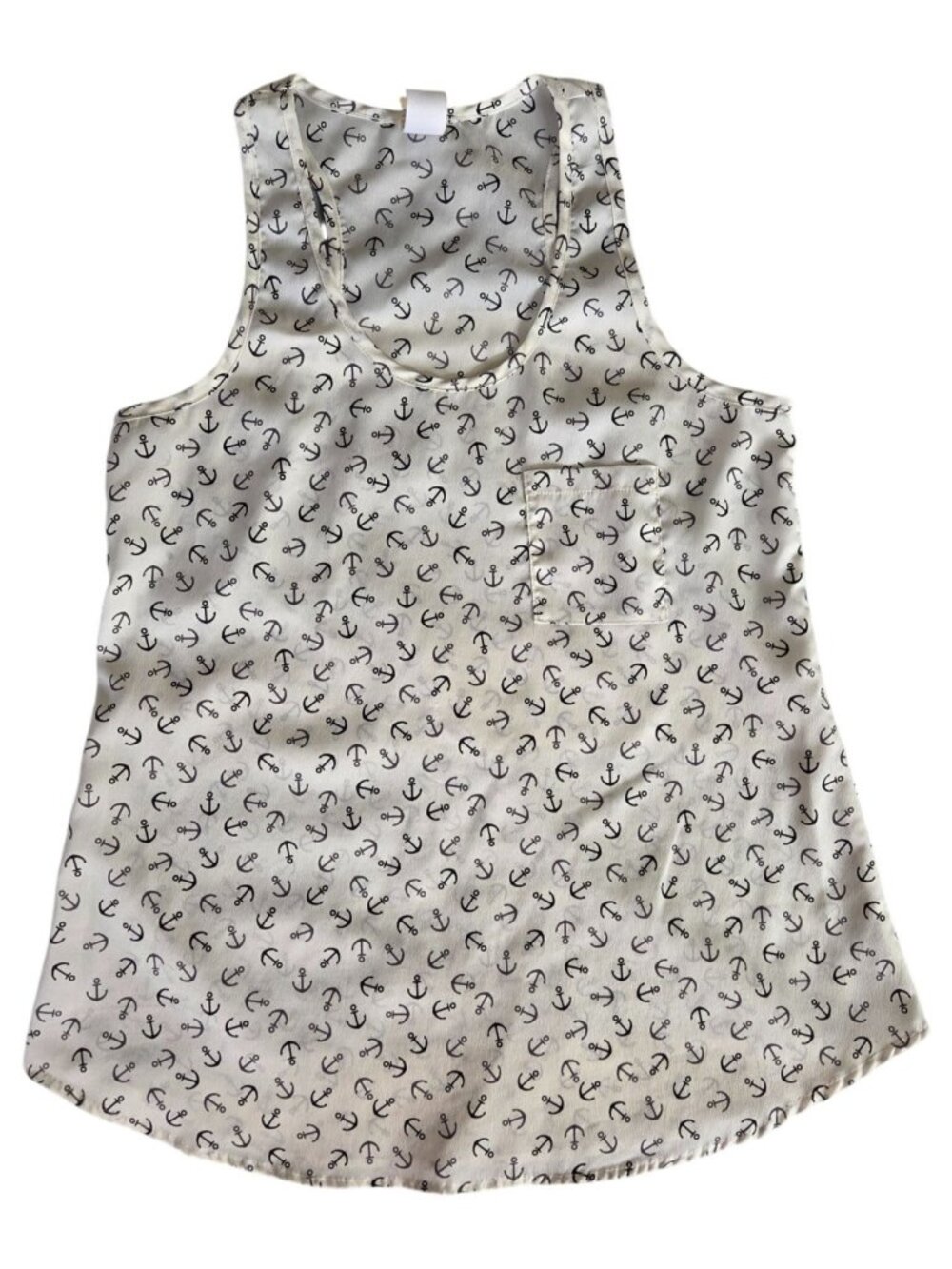 Vtg Needle & Thread Nautical Anchor-Print Racerback Sleeveless USA-Made Small